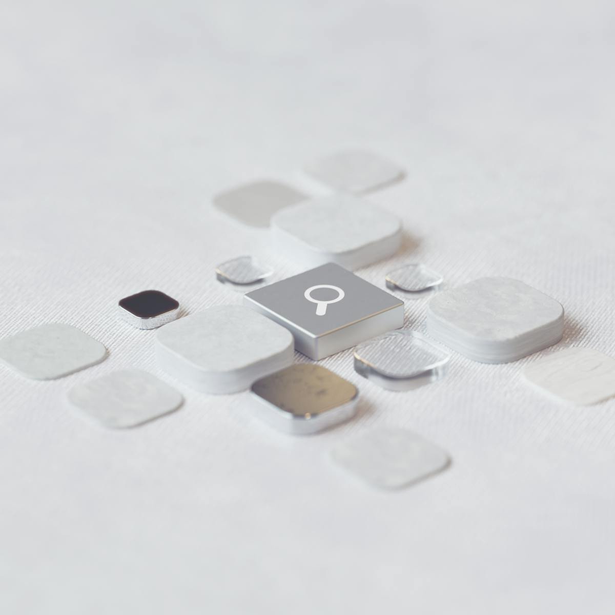 Geometric abstract representation of AI technology with digital elements.