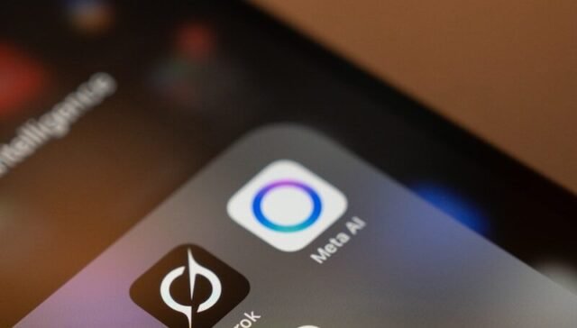 Smartphone screen displays ai app icons: chatgpt, grok, meta ai, gemini.